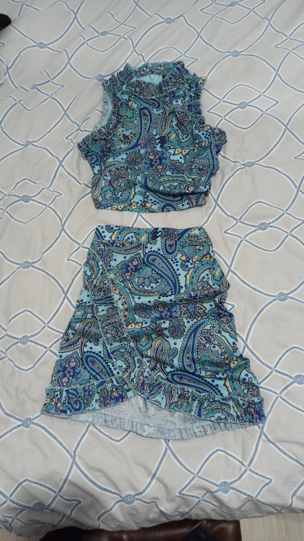 Desenli Bohem Uzun Bluzu ve Etek - Görsel 2