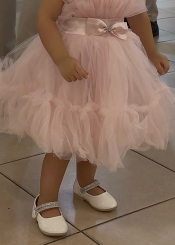 Pembe Fırfırlı Klasik Kız Çocuk Elbisesi - Görsel 2