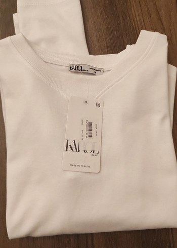 Beyaz yuvarlak Yaka Uzun Kollu Kadın Tişört - Görsel 3