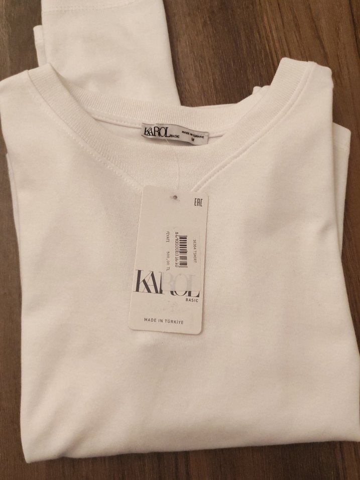 Beyaz yuvarlak Yaka Uzun Kollu Kadın Tişört - Görsel 3