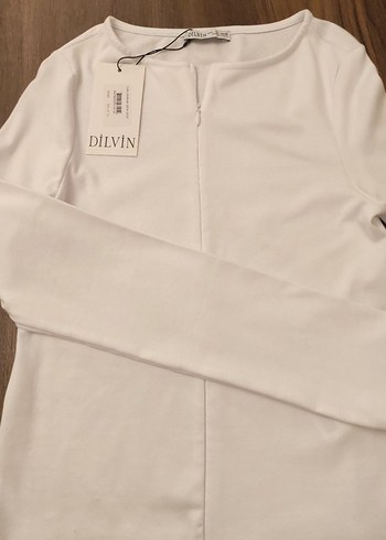 Dilvin Beyaz Fermuarlı uzun Kollu Bluz - Görsel 4
