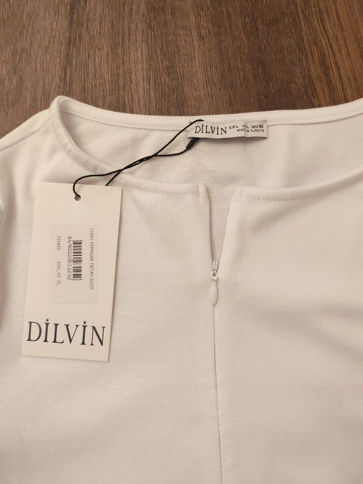 Dilvin Beyaz Fermuarlı uzun Kollu Bluz - Görsel 2