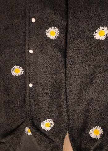 Kadın siyah Nakışlı Polar pijama takımı - Görsel 3