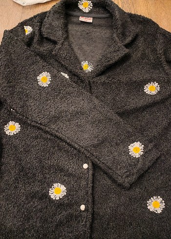 Kadın siyah Nakışlı Polar pijama takımı - Görsel 4