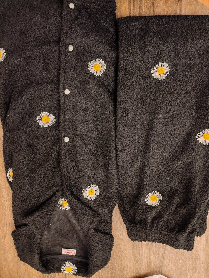 Kadın siyah Nakışlı Polar pijama takımı - Görsel 2