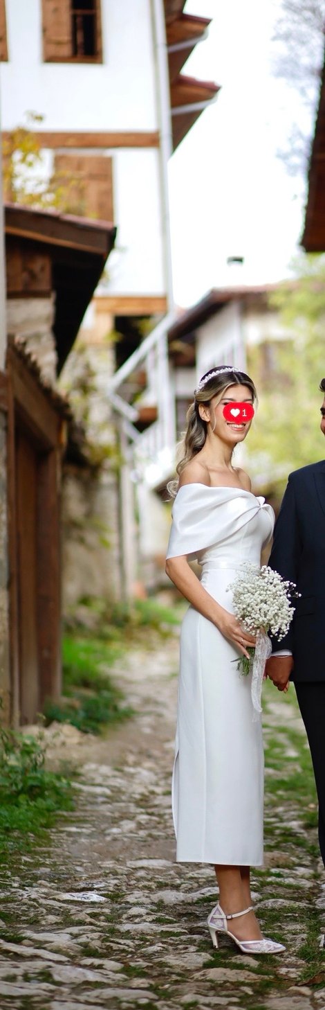 Beyaz Midi Boy Nişan Elbisesi - Görsel 2