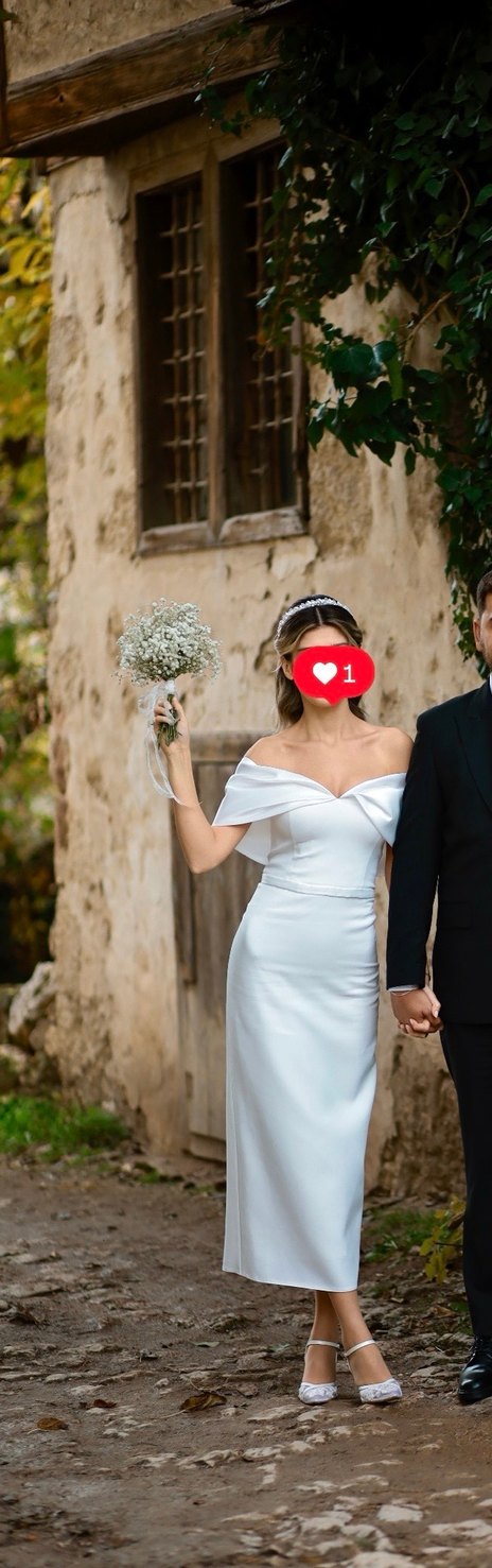 Beyaz Midi Boy Nişan Elbisesi - Görsel 5