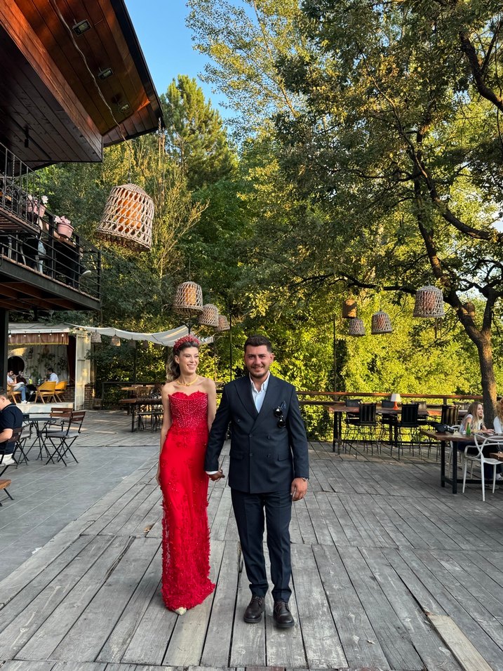 Kırmızı Straplez Payetli Uzun Abiye Elbise - Görsel 3