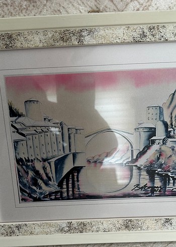 Pembe Pastel Çerçeveli Monstar köprüsüTablosu Bosna Hersekten - Görsel 2