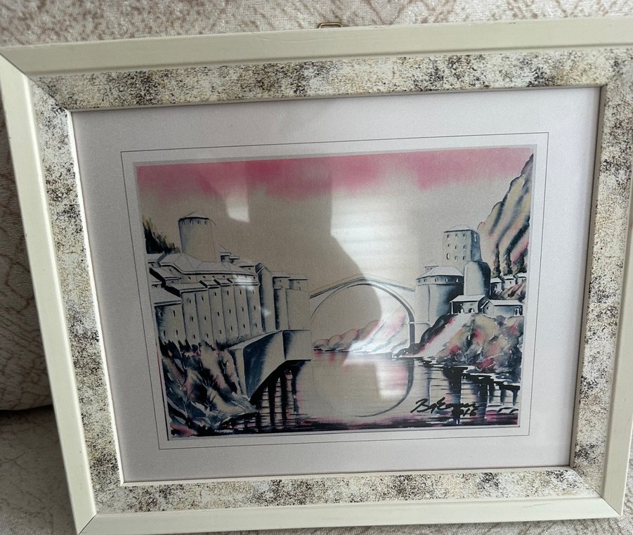 Pembe Pastel Çerçeveli Monstar köprüsüTablosu Bosna Hersekten - Görsel 2