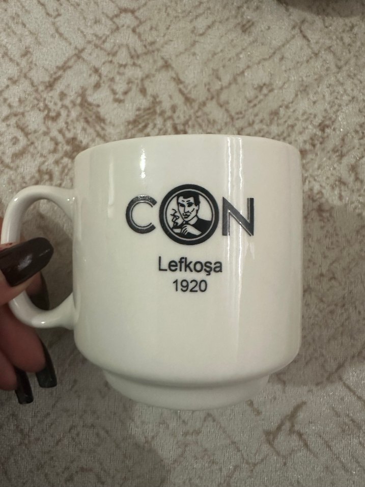 Beyaz Lefkoşa Baskılı Fincan ve Tabak - Görsel 2