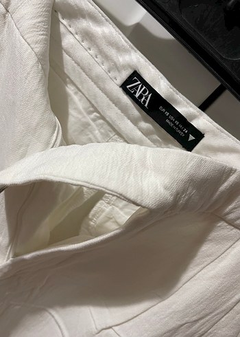 Beyaz Kemerli Keten Midi Kadın Pantolon - Görsel 2