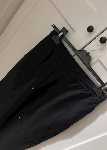 Siyah Keten Rahat Kesim Kadın Pantolon - Görsel 2