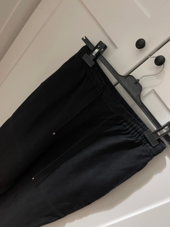 Siyah Keten Rahat Kesim Kadın Pantolon - Görsel 2