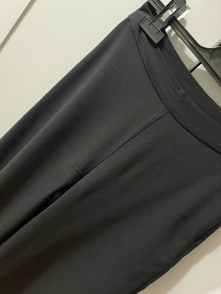 Siyah Midi Kadın Kumaş Pantolon - Görsel 2