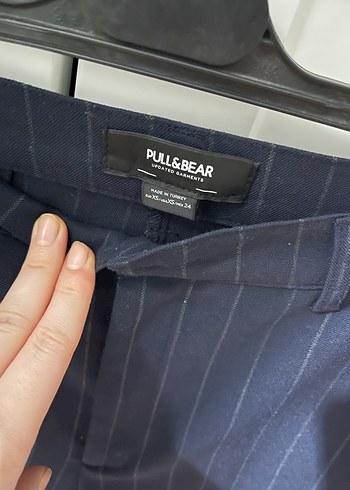 Kadın Lacivert Çizgili Kumaş Pantolon - Görsel 3