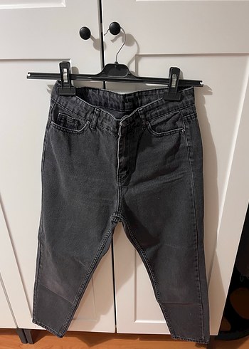 Gri Bol Kesim Kadın Denim Pantolon - Görsel 2