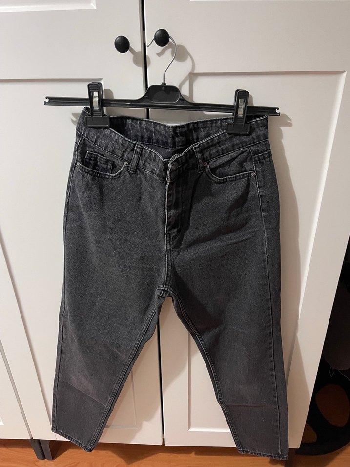 Gri Bol Kesim Kadın Denim Pantolon - Görsel 2