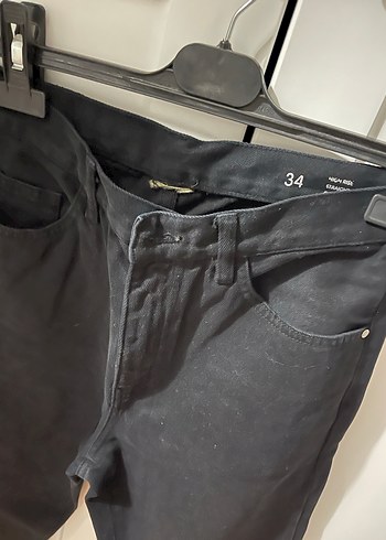 Siyah Midi Boy Bol Kesim Kadın Kot Pantolon - Görsel 2