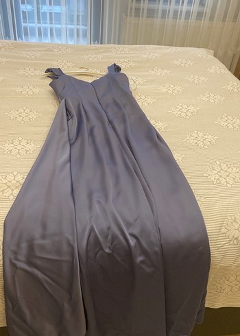 Drapeli Uzun Mor Abiye Elbise - Görsel 3