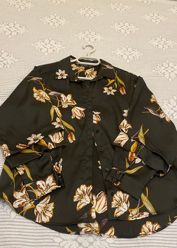 Kadın Kahverengi Çiçek Desenli gömlek - Görsel 4