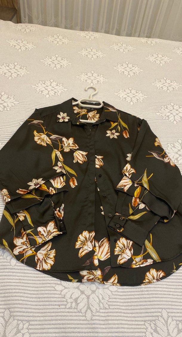 Kadın Kahverengi Çiçek Desenli gömlek - Görsel 4