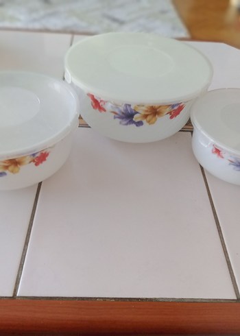 porselen Çiçek Desenli Beyaz Saklama Kapları Seti - Görsel 2