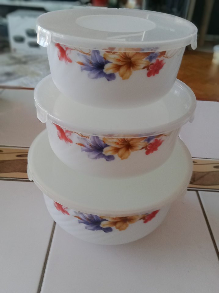 porselen Çiçek Desenli Beyaz Saklama Kapları Seti - Görsel 3