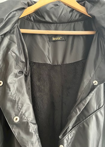 Uzun Siyah Kadın Yağmurluk Mont - Görsel 3