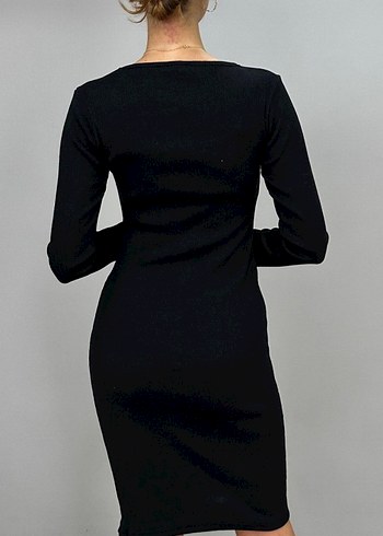 Siyah Uzun Kollu Kalem Elbise - Görsel 3