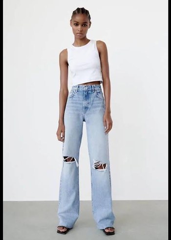 Zara high rise wide leg jean