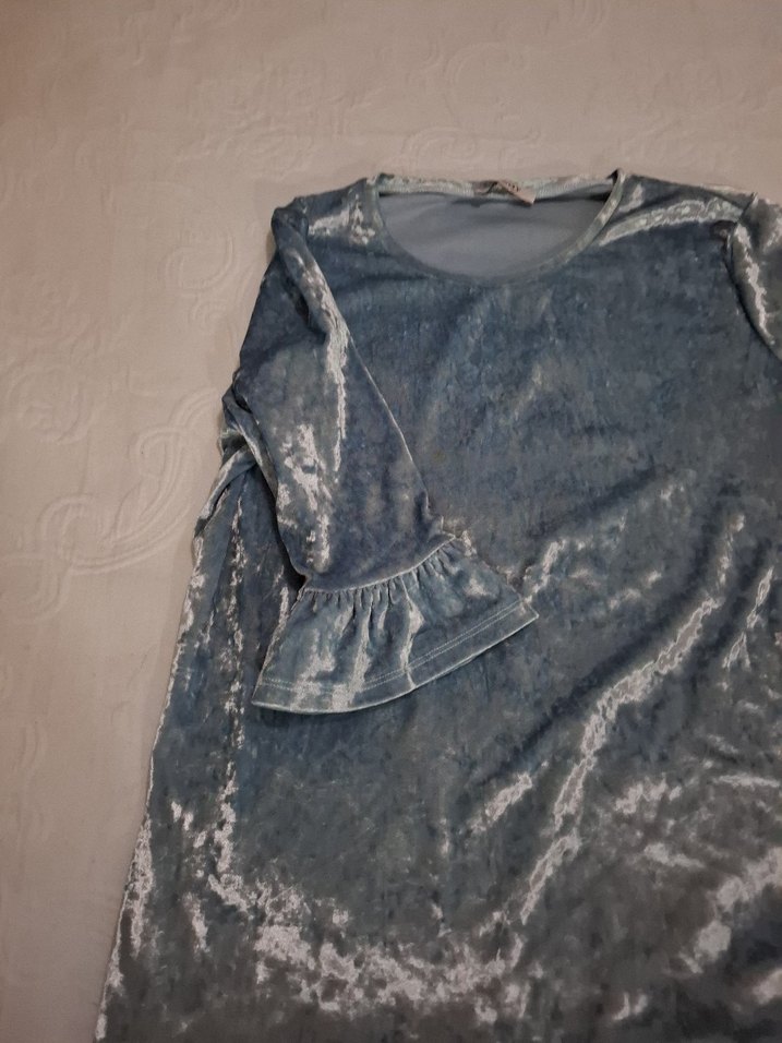 Gri Kadife Uzun Kollu Hamile Bluzu - Görsel 2