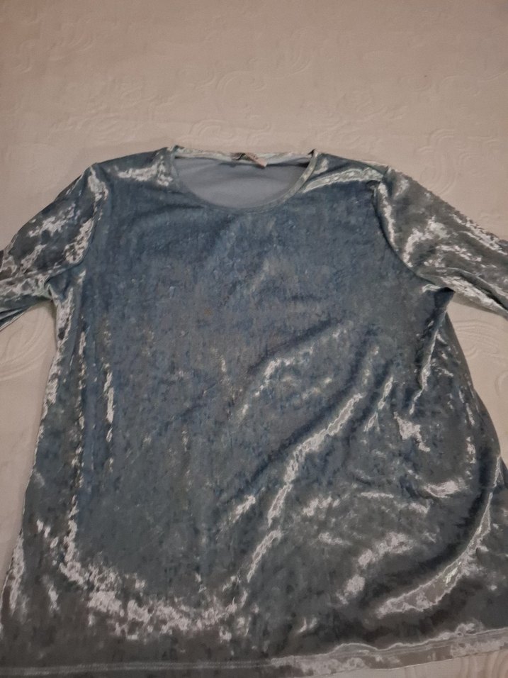 Gri Kadife Uzun Kollu Hamile Bluzu - Görsel 3