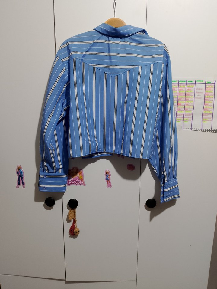 Mavi Çizgili Kadın Gömlek - Görsel 2