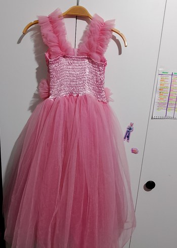 Pembe Fırfırlı Kız Çocuk Elbisesi - Görsel 2