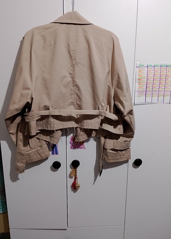 Bej Kısa Kesim Kadın Trençkot - Görsel 2