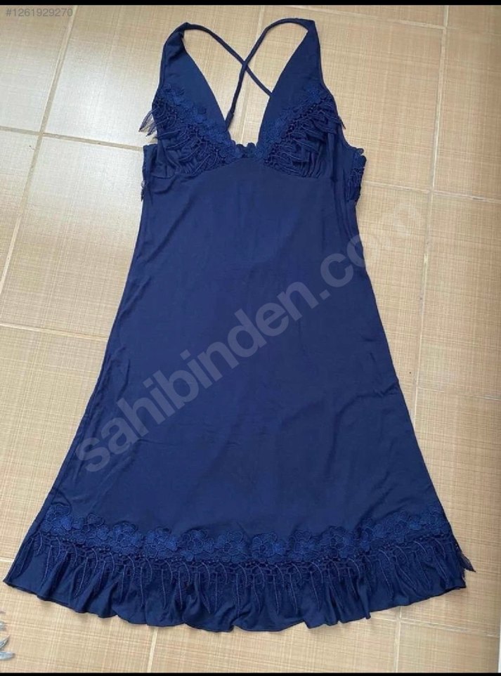 Bohem Uzun Kollu Kadın Sabahlık - Lacivert - Görsel 4