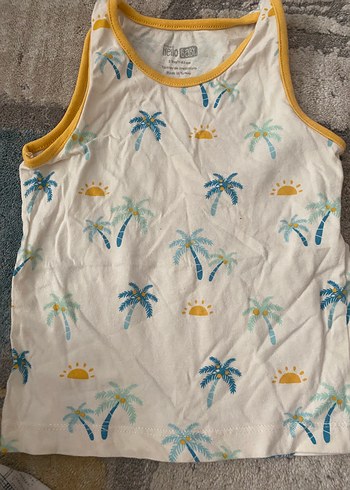 Sarı Kenarlı Gri Desenli Bebek atlet - Görsel 2