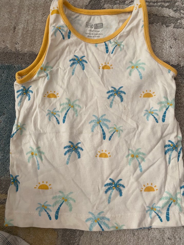 Sarı Kenarlı Gri Desenli Bebek atlet - Görsel 2