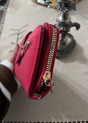 Kırmızı Süet Fermuarlı Kadın Portföy Cüzdan - Görsel 3