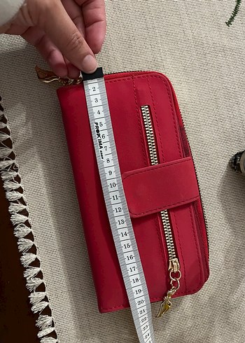 Kırmızı Süet Fermuarlı Kadın Portföy Cüzdan - Görsel 6