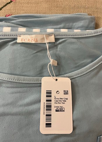 Mavi Pamuklu Kadın Pijama takımı Kısa Kollu, pijama sı uzun - Görsel 6