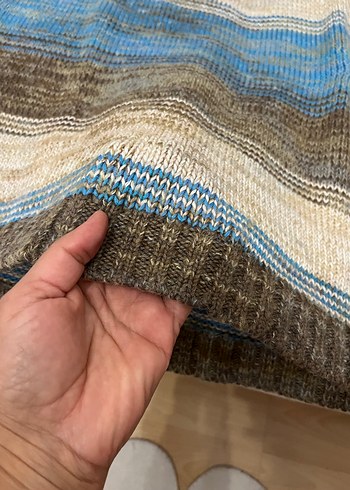 Uzun Kollu Bohem Renkli Örgü Kadın Kazak Elbise - Görsel 2