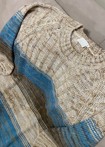 Uzun Kollu Bohem Renkli Örgü Kadın Kazak Elbise - Görsel 4