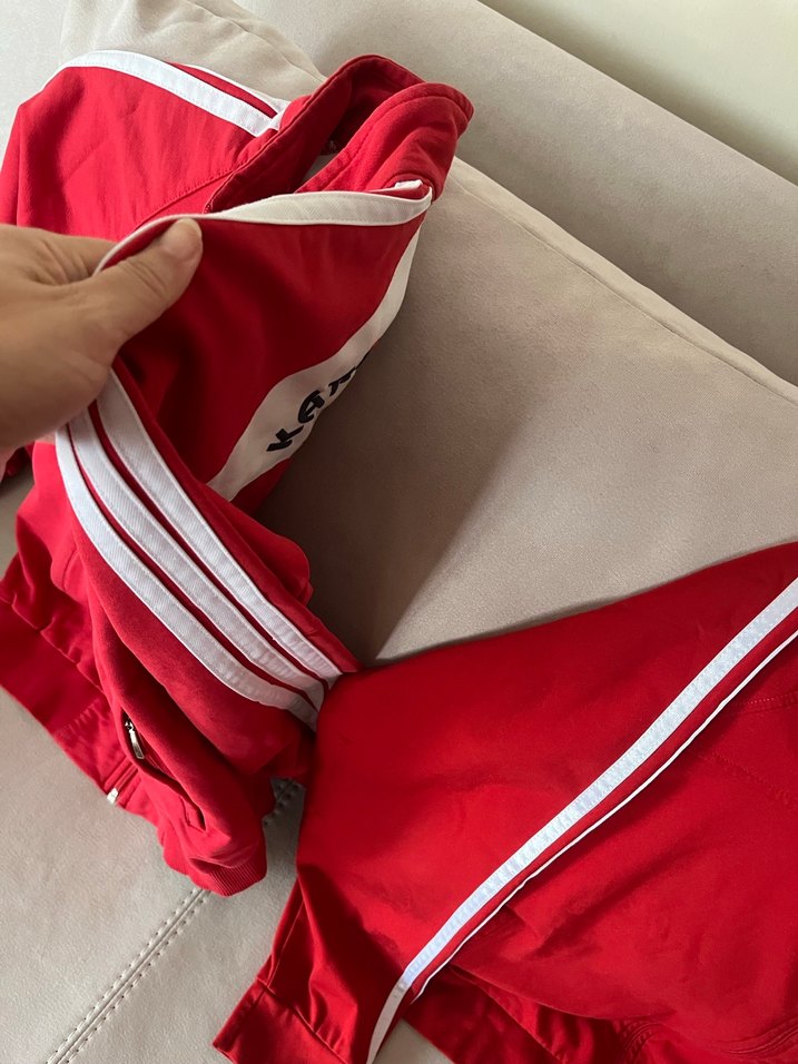 Kırmızı Fermuarlı Erkek Spor  eşofman üstü - Görsel 5