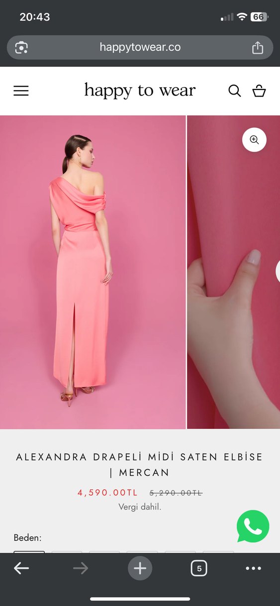 Drapeli saten abiye elbise - Görsel 3