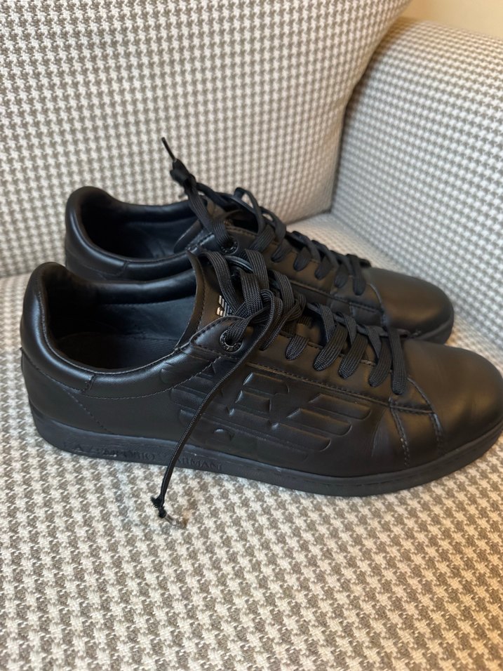 Armani Siyah Deri Erkek Spor Ayakkabı - Görsel 5