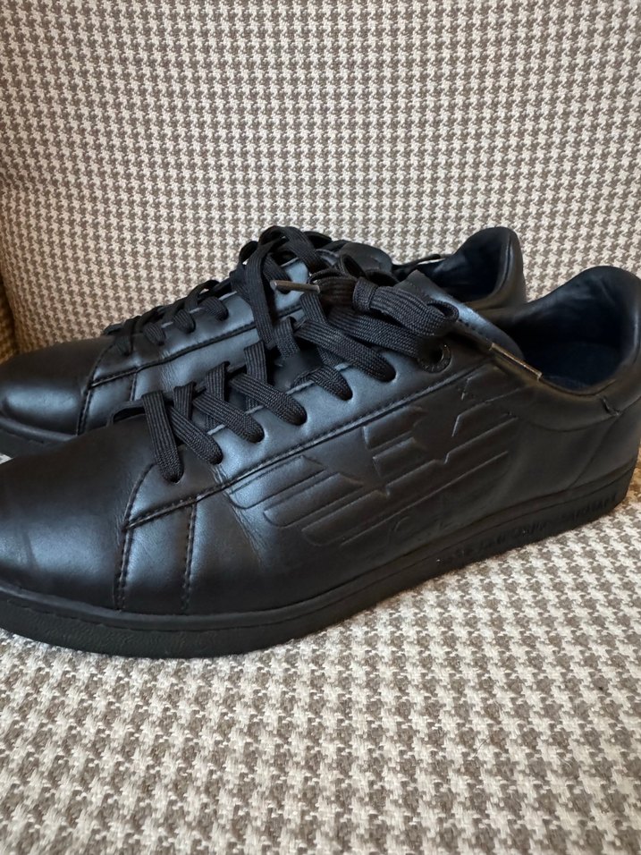 Armani Siyah Deri Erkek Spor Ayakkabı - Görsel 3