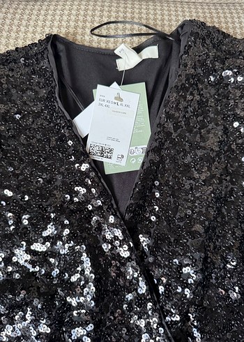 Etiketli Siyah Payetli Kadın Abiye Elbise - Görsel 5