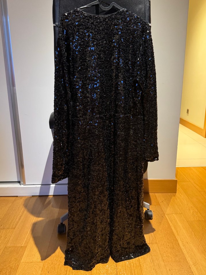 Etiketli Siyah Payetli Kadın Abiye Elbise - Görsel 3
